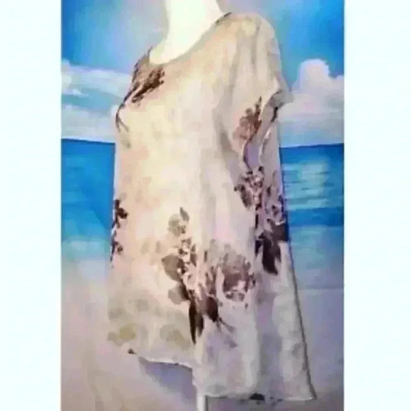 Woman Lightweight TUNIC Top SHEER Juniors High/Low GRAY & PURPLE Hem Shirt 1x XL - Picture 1 of 5